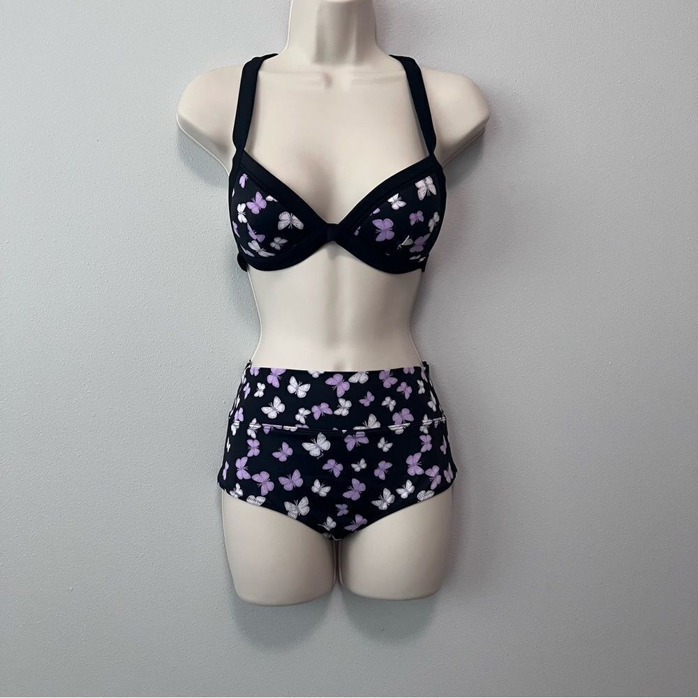 PINK by Victoria’s Secret Butterfly Print Halter Bikini Set Size XS/S